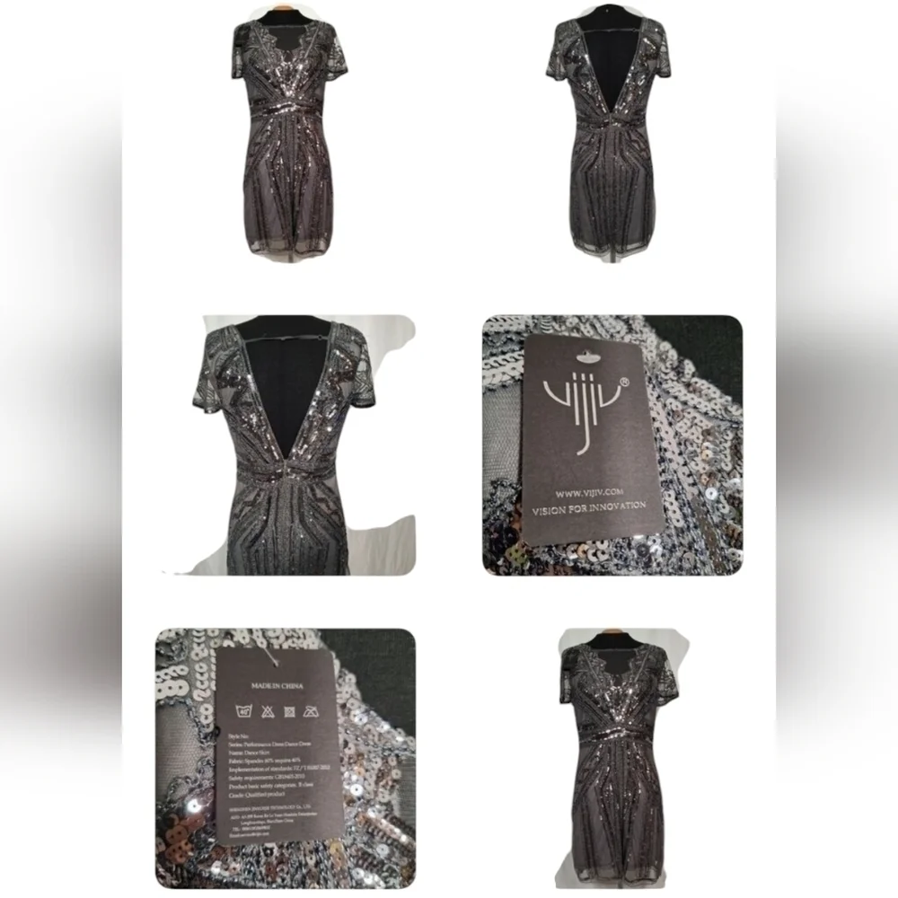 NWT. Vision For Innovation Beaded Dress -szL